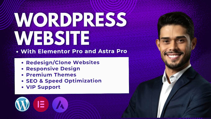 Gig Preview - Design redesign responsive wordpress website with elementor pro and astra pro