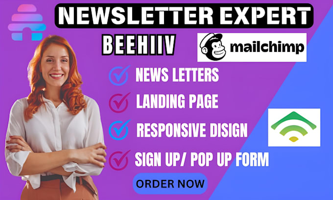 Gig Preview - Design moosend beehiiv substack brevo mailgun and mailchimp newsletter