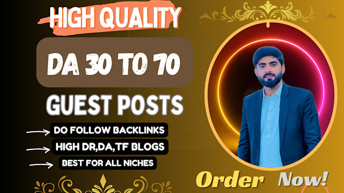 Gig Preview - Provide high da guest post backlinks with SEO quality guest posting service