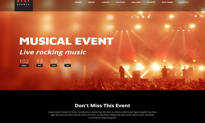 Gig Preview - Create event website, event ticket website, event planning, event ticket, event