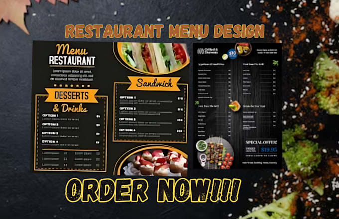 Bestseller - design an attractive restaurant menu food flyer, menu card, digital menu