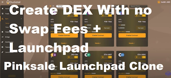 Gig Preview - Create dex with no swap fees and pinksale launchpad clone