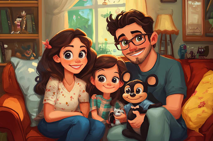 Gig Preview - Design a professional disney family portrait