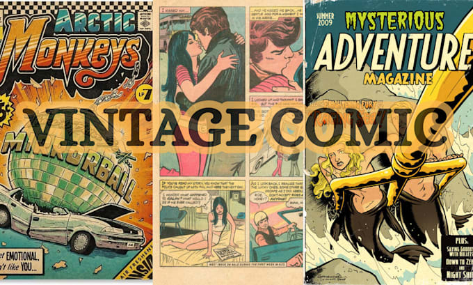 Gig Preview - Draw vintage comic retro illustration pop art 70s 90s retro comic book page