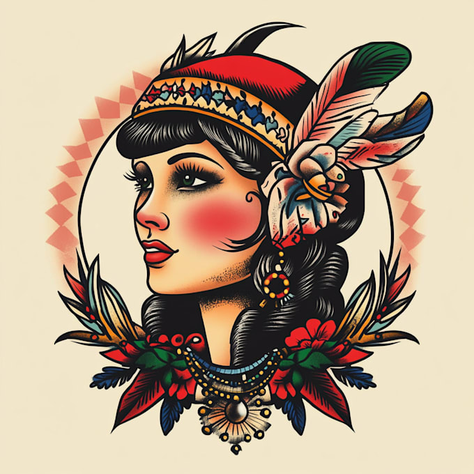 Bestseller - draw custom american traditional tattoo design for you