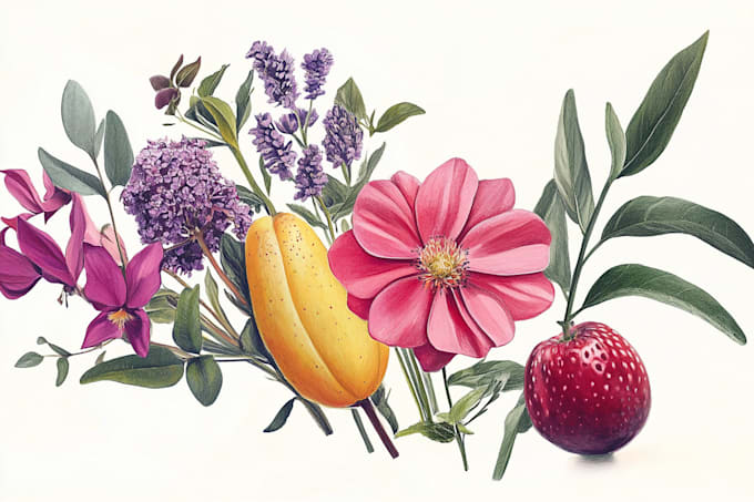 Gig Preview - Draw botanical illustrations of flowers, plants, fruits