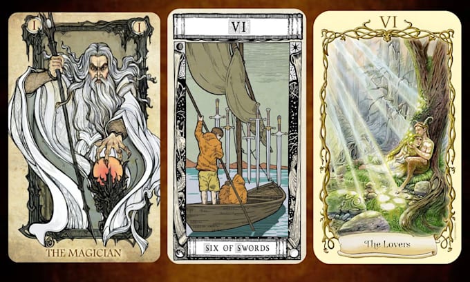 Gig Preview - Draw unique tarot cards, oracle cards art, card game, game card illustration