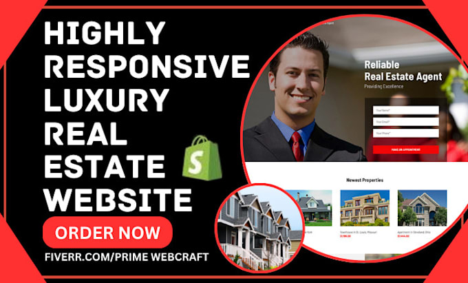 Gig Preview - Design luxury idx real estate website insurance realtor wix landing page website