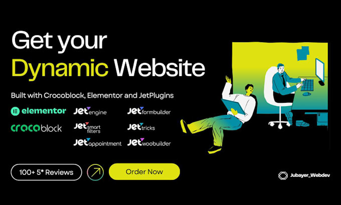 Gig Preview - Build dynamic wordpress website using crocoblock, elementor and jetengine