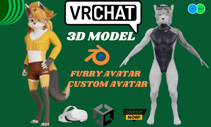 Bestseller - make custom vrchat furry avatar, 3d model or 3d vtuber for vrchat game