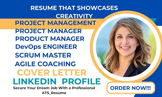 Gig Preview - Write project management, product manager, agile and devops, scrum master resume