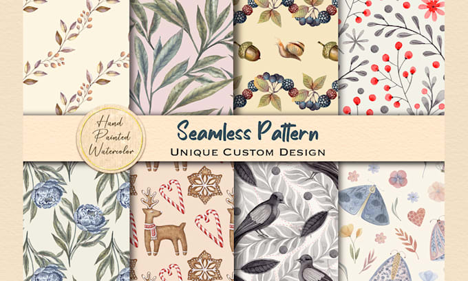 Gig Preview - Create hand drawn watercolor seamless pattern designs