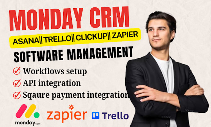 Gig Preview - Setup automate monday CRM,asana,trello,clickup, zapier workflow API integration