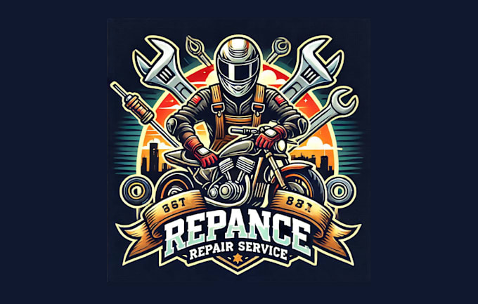 Gig Preview - Do motorcycle repair service mascot logo for your company