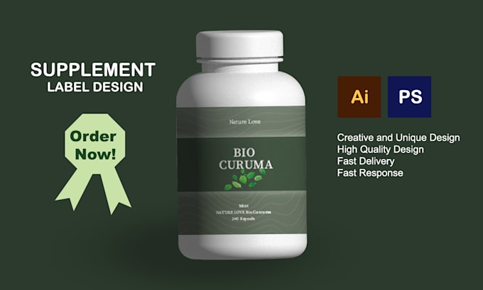 Gig Preview - Create a supplement label design and product label design