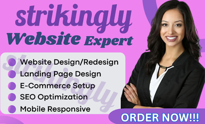 Gig Preview - Develop, design an SEO optimized strikingly website