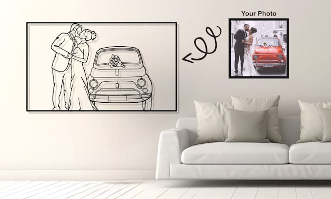 Gig Preview - Draw custom portrait line art silhouette from your photo