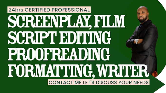 Gig Preview - Do research and write, proofread, edit and format your script, film, screenplay