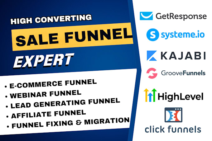 Gig Preview - Do sales funnel on thrivecart, systeme io, gohighlevel, simvoly, new zenler