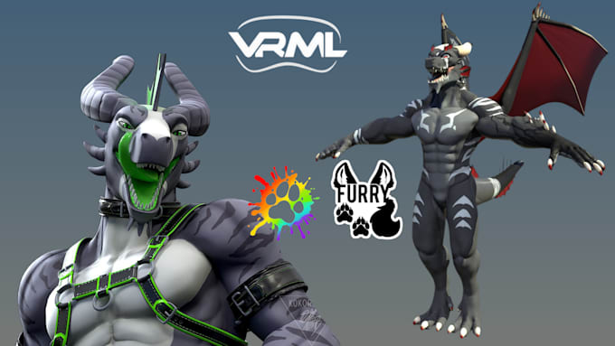 Gig Preview - Model 3d furry model, vrchat avatar model anime model, nsfw model