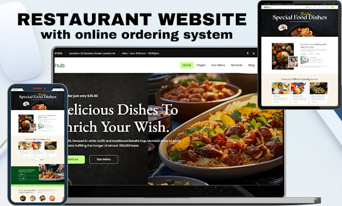 Gig Preview - Restaurant wordpress website with online food ordering system