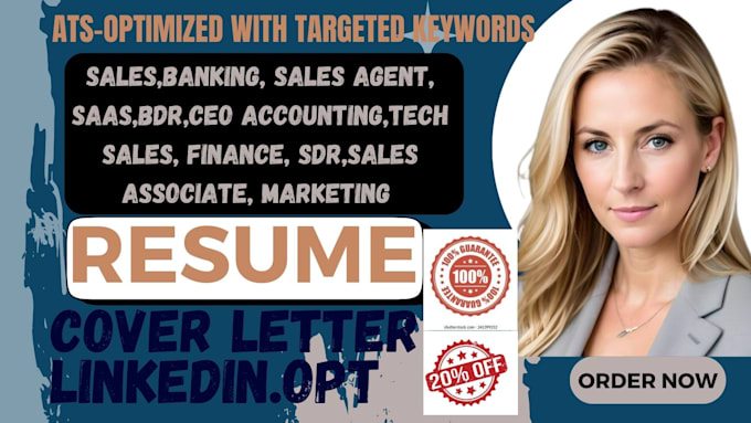 Gig Preview - Craft sales, finance, tech sales, accounting, saas banking, sales agent resume