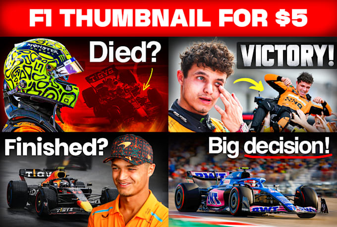 Gig Preview - Make youtube thumbnail for f1 channel