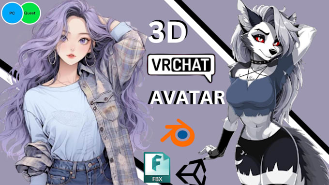 Bestseller - do custom avatar furry anime 3d model for your vrchat