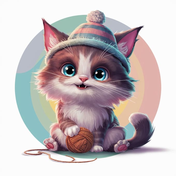 Bestseller - create a cute cartoon portrait of your pet cat