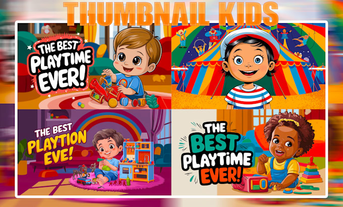 Gig Preview - Create fun youtube thumbnails for kids channels