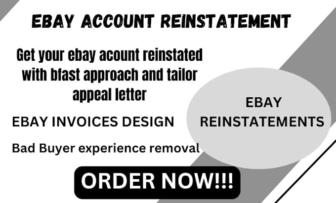 Gig Preview - Do ebay account reinstatement ebay suspension ebay mc011 ebay reopen ebay