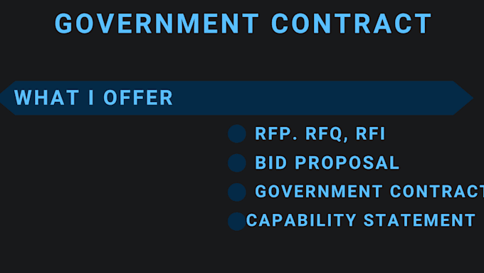 Gig Preview - Find rfp, rfq, rfi, government contract research, bid proposal writing, grants