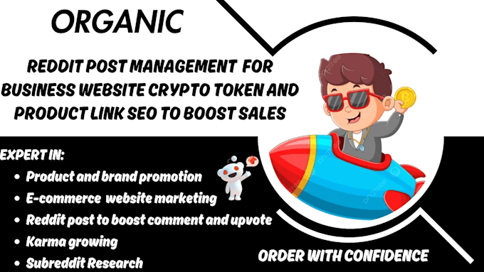 Gig Preview - Do reddit post management for business website crypto token app product link seo