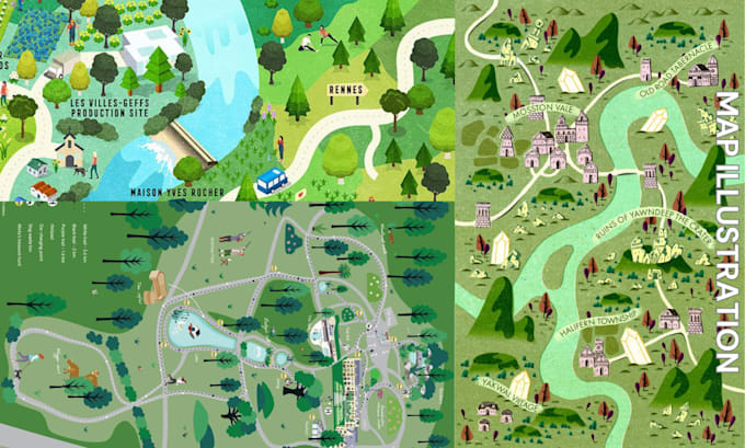 Gig Preview - Design custom fantasy map illustration 2d vector map event or city map