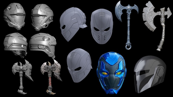 Gig Preview - Sculpt cosplay 3d mask helmet oni mask weapon helmet futuristic mask 3d printing