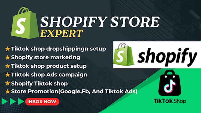 Gig Preview - Setup tiktok shop dropshipping shopify marketing tiktok shop sales shopify store