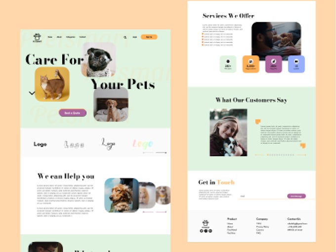 Gig Preview - Build pet care website, pet sitter, pet match making, pet training website