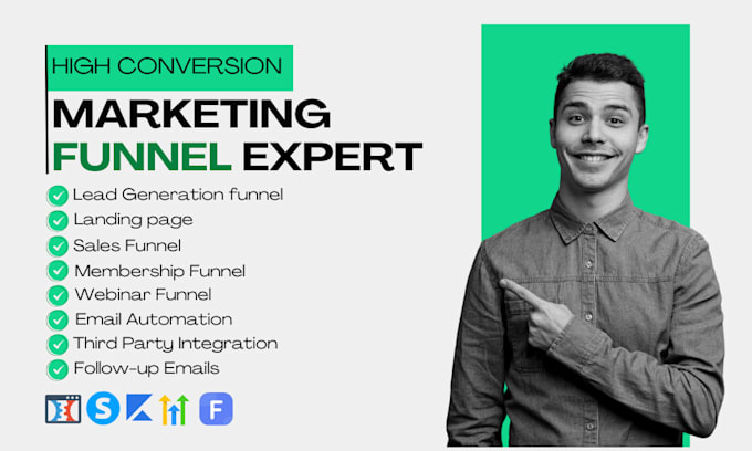 Gig Preview - Clickfunnel sales funnel funnelish systeme io gohighlevel kajabi funnels expert