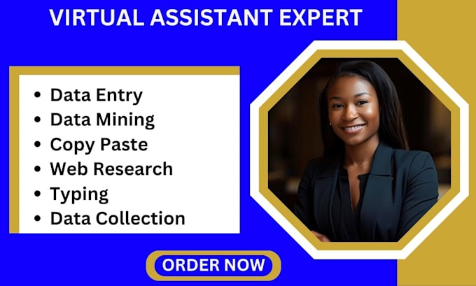 Gig Preview - Be your virtual assistant for data entry, web research, copy paste and typing