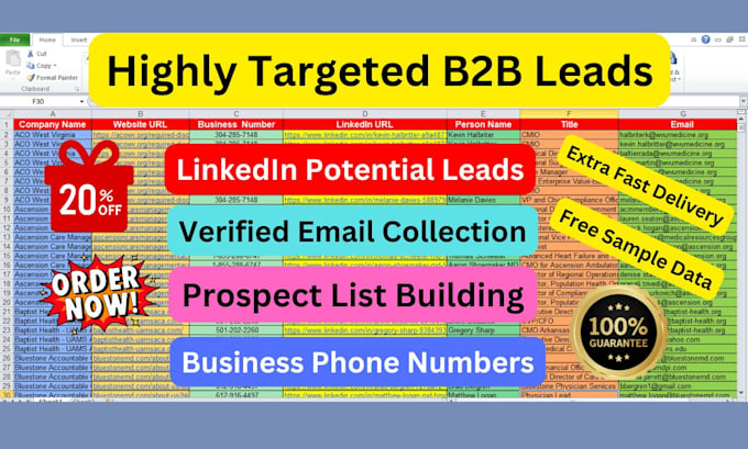 Gig Preview - Do b2b, linkedin leads, email collection, targeted prospect list