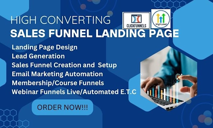 Gig Preview - Design systeme io sales funnel, gohighlevel, clickfunnels, kajabi landing page