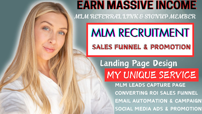 Gig Preview - Mlm recruitment funnel mlm sales funnel mlm promotion for network marketing