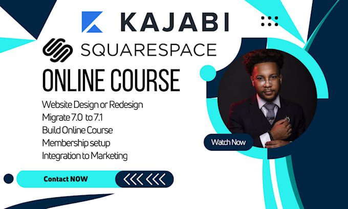 Gig Preview - Build squarespace online course membership website design migrate kajabi website