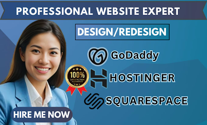 Gig Preview - Godaddy hostinger website design hostinger godaddy website design sqarespace