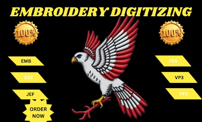 Gig Preview - Do embroidery digitizing for embroidery patch, embroidery design dst emb pes jef