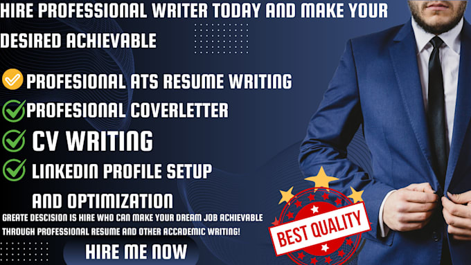 Gig Preview - Write design ats resume, cv, cover letter and linkedln setup the best for you