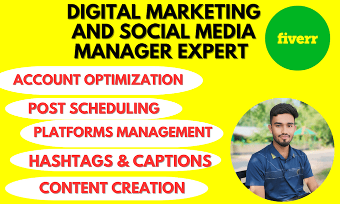 Gig Preview - Be your dedicated digital marketing and social media manager