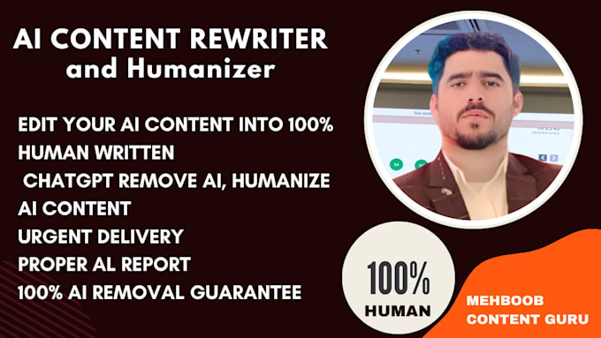 Gig Preview - Rewrite and humanize your ai content to make it plagiarism free