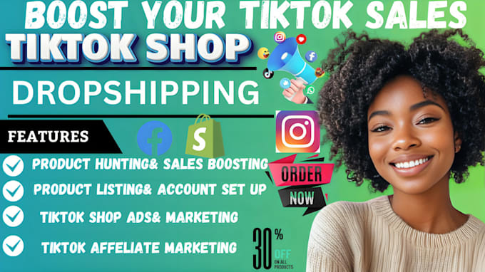 Gig Preview - Setup,manage tiktok shop,tiktok dropshipping,tiktok shop ads,tiktok shop manager