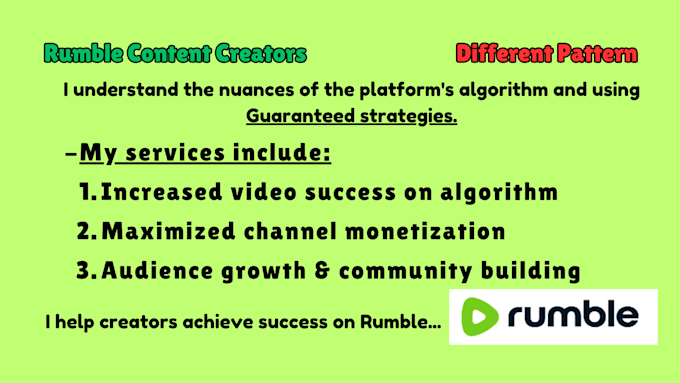 Gig Preview - Promote your rumble video organically , grow and monetize revenue